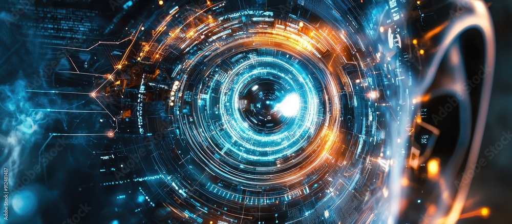 Poster futuristic technology background innovative digital concepts for software design education and mobil