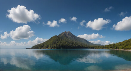 lake and mountains