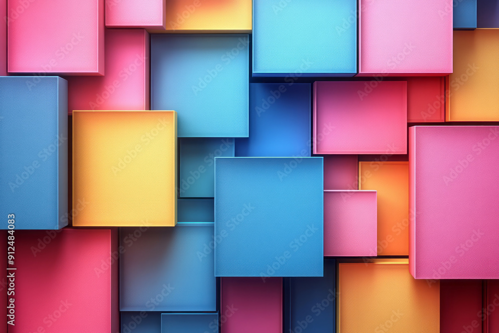 Poster clean and modern illustration of a geometric pattern with square and rectangular tiles in a pastel c