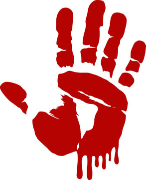 Scary red bloody handprint vector illustration