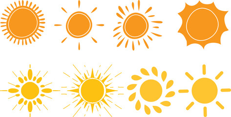 Yellow sun icon collection