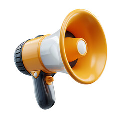  3D render style cute megaphone isolated on a transparent background