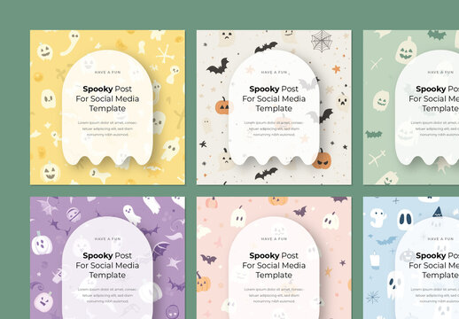 Pastel Social Media Posts With Halloween Theme and Generative ai