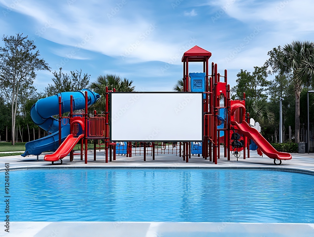Canvas Prints empty playground with blank safety notice, copy space, more clarity with clear light and sharp focus