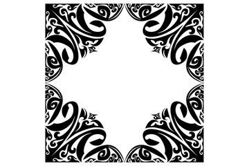 Border Frame Ornament Design with Black Swirl Theme for Decoration