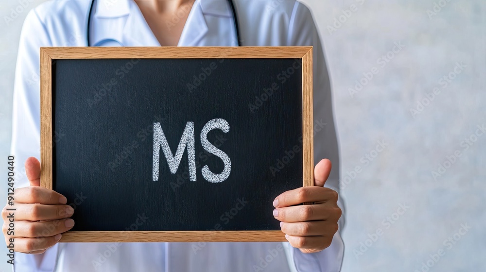 Poster health professional displaying ms message in clinical setting multiple sclerosis
