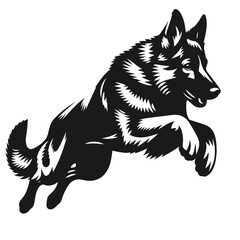 Clean black and white vector silhouette of a Shepherd isolated on a white background