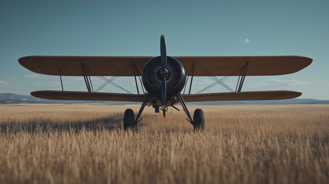 photo of an early biplane  parked on the ground