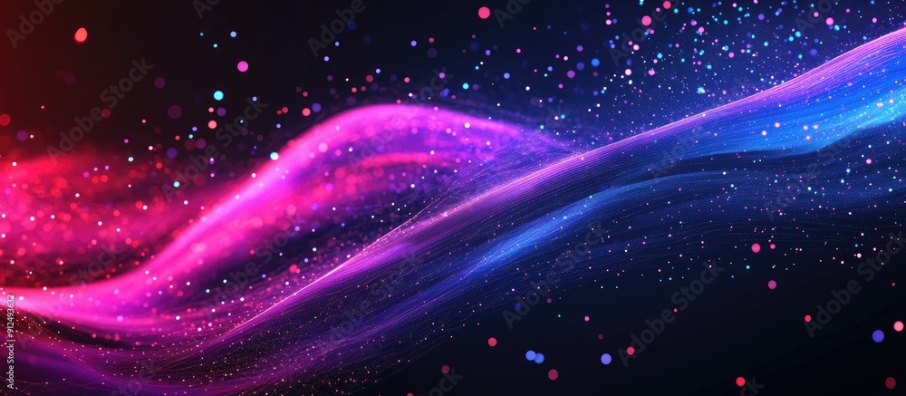 Poster futuristic abstract background featuring digital technology with lines and dots