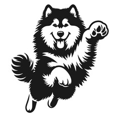 Clean black and white vector silhouette of a husky isolated on white background