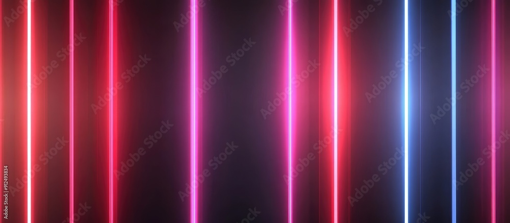 Poster vertical neon lines with bright electric flashes on black background dynamic technology animation an