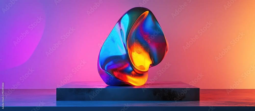 Poster multicolored isolated sculpture in 3d design against a background