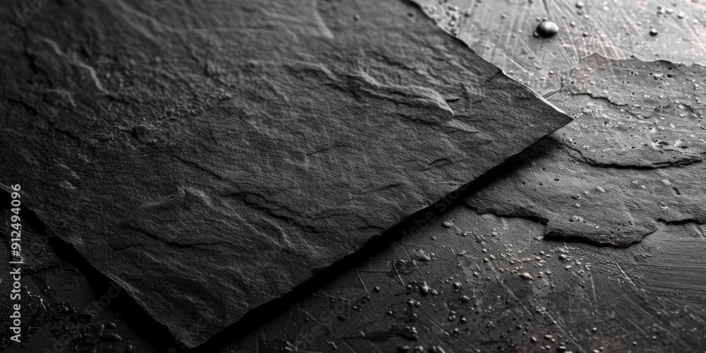 Poster dark slate background with textured surface.