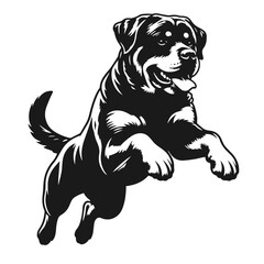 Clean black and white vector silhouette of a dog isolated on white background