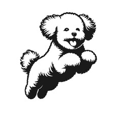 Clean black and white vector silhouette of a dog isolated on white background