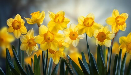 Fototapeta premium Daffodil - Bright yellow flowers.