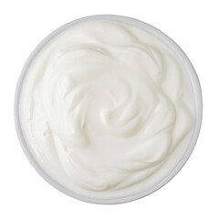 Sour Cream in a bowl isolated. Mayonnaise, Yogurt or greek yogurt  on white background