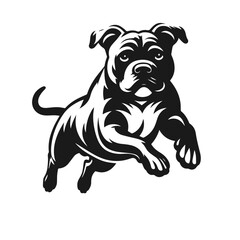 Clean black and white vector silhouette of a dog isolated on white background