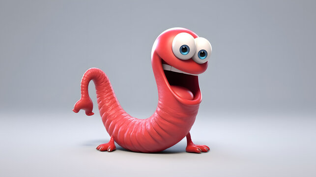 Worm 3d cartoon style