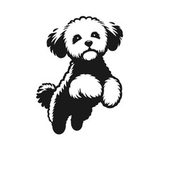 Clean black and white vector silhouette of a dog isolated on white background