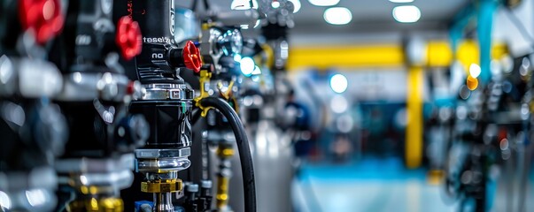 Air compressor filling a scuba tank, diving equipment maintenance Powerful and precise, reliable and essential, underwater gear