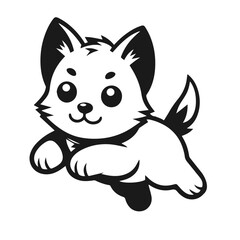 Clean black and white vector silhouette of a cat isolated on white background