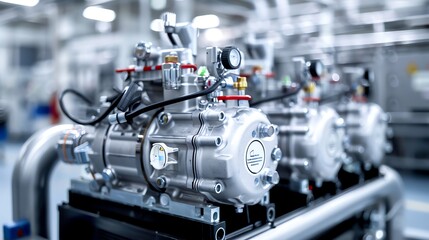 Fototapeta premium Compressor unit providing air for HVAC system testing, building maintenance Efficient and powerful, essential and versatile, facility management