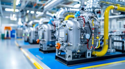 Fototapeta premium Compressor unit providing air for HVAC system testing, building maintenance Efficient and powerful, essential and versatile, facility management