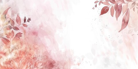 Fototapeta premium Watercolor background with pink leaves and branches.