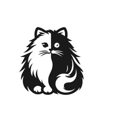 Clean black and white vector silhouette of a cat isolated on white background