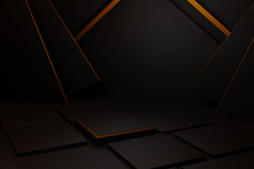 Minimal black dark circle podium rough surface rock meteorite mountain light shadow platform 3d © YuliiaMazurkevych