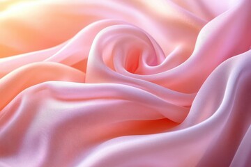Fototapeta premium elegant blush pink fabric swirling gracefully against a soft gradient background silky texture catches light creating mesmerizing folds and shadows in a dreamy ethereal composition