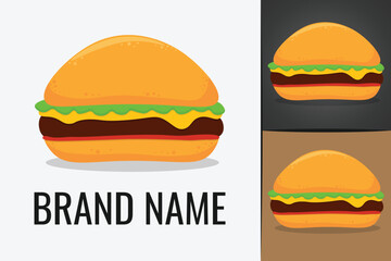 Hamburger logo. Fast food cheeseburger logo. Vegetarian Cheese Burgers logotype.  Cheese Burger logo
