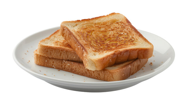 Bread toasts on a plate isolated on transparent background