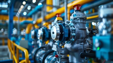 Fototapeta premium Industrial air compressor supplying air to a grain elevator, agricultural processing Strong and durable, efficient and essential, farming equipment