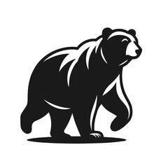 Clean black and white vector silhouette of a Bear isolated on white background