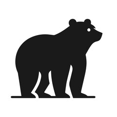 Clean black and white vector silhouette of a Bear isolated on white background