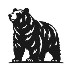 Clean black and white vector silhouette of a Bear isolated on white background