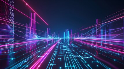 Neon Cityscape: A Futuristic Digital World