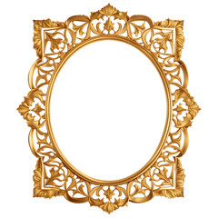 arabic ornamental gold frame isolated on transparent background