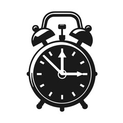 Clean black and white vector silhouette of a Alarm Clock isolated on white background