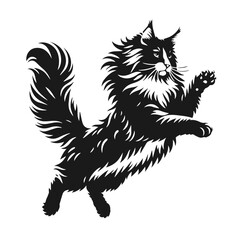 Clean black and white vector silhouette of a Cat isolated on white background