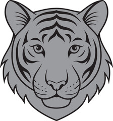 Tiger head vector art illustration on a white background