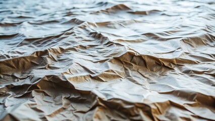 Obraz premium Close-up of Crumpled Brown Paper with Light Reflections