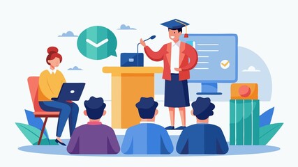 This image features a speaker presenting at a university workshop. The image captures the essence of knowledge transfer in an academic setting, fostering curiosity and intellectual growth.