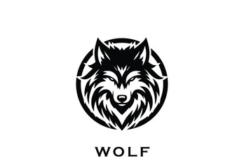 Stylized black wolf head logo, perfect for branding, with intricate fur patterns. © ReconCatz