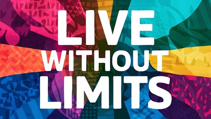 Live Without Limits colorful background and text (T-shirt Design Motivational Quote, Illustration ,Typography)