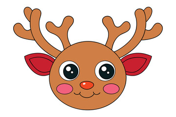 Cute Reindeer Antlers Vector Illustration on White Background