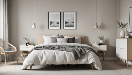 Scandinavian-Style Bedroom with Neutral Color Palette and Simple Decor
