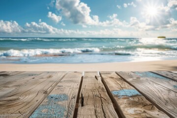 Wooden Plank on a Sunny Beach